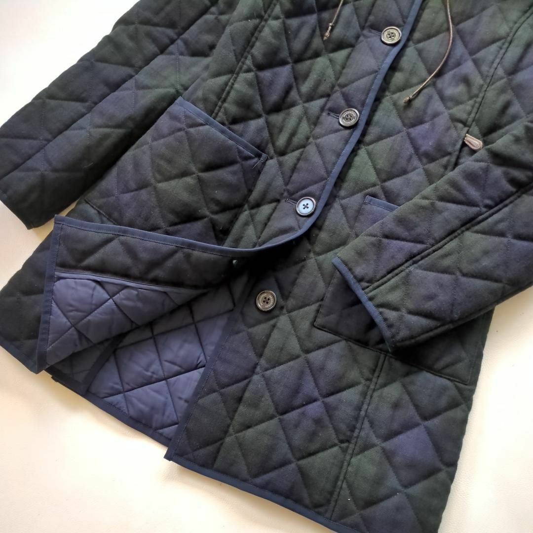 マッキントッシュフィロソフィー☆キルティング ロングコート 緑 青 36