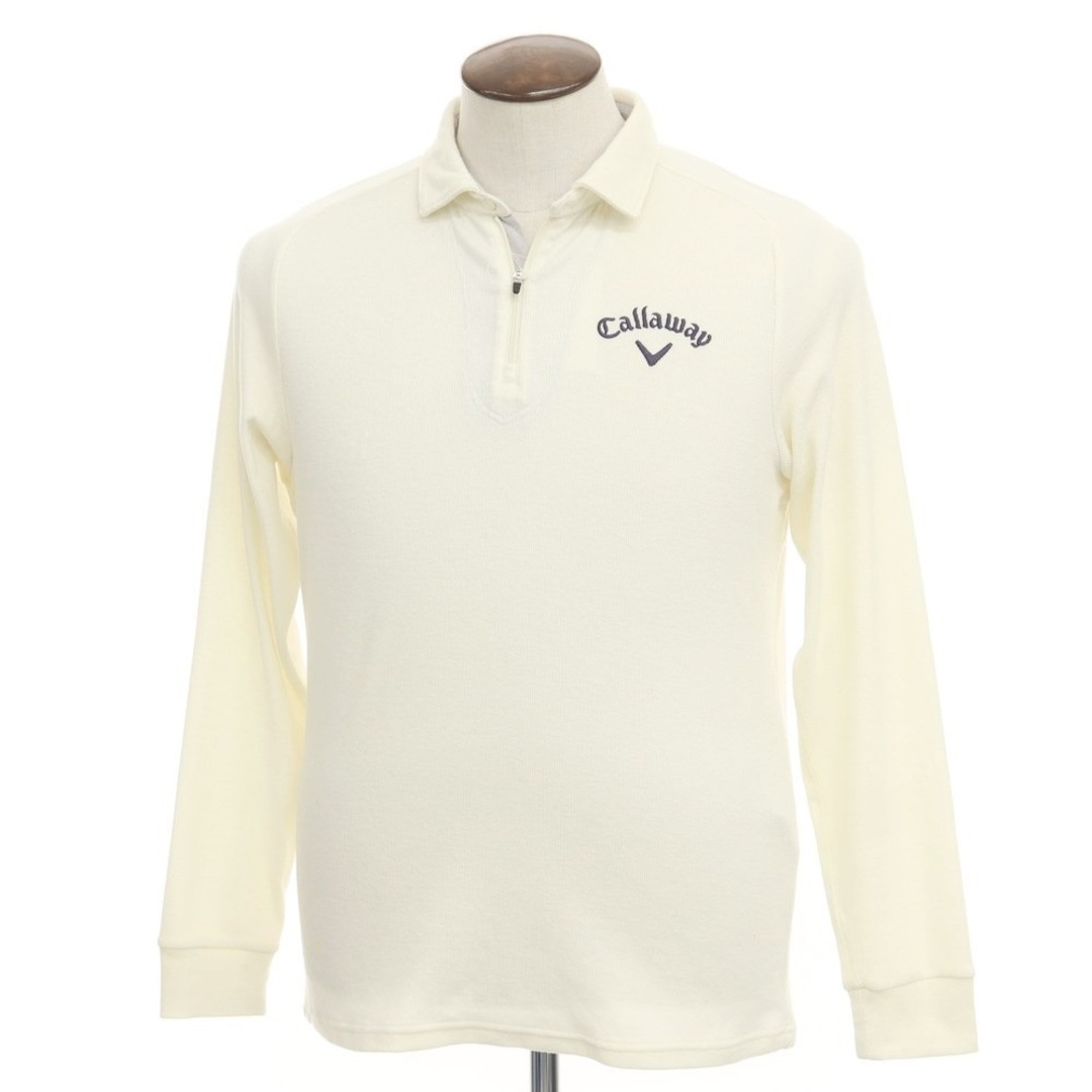 【中古】キャロウェイ Callaway アクリルレーヨン ニット ハーフジップ 長袖ポロシャツ アイボリー系【サイズL】【メンズ】 | フリマアプリ ラクマ