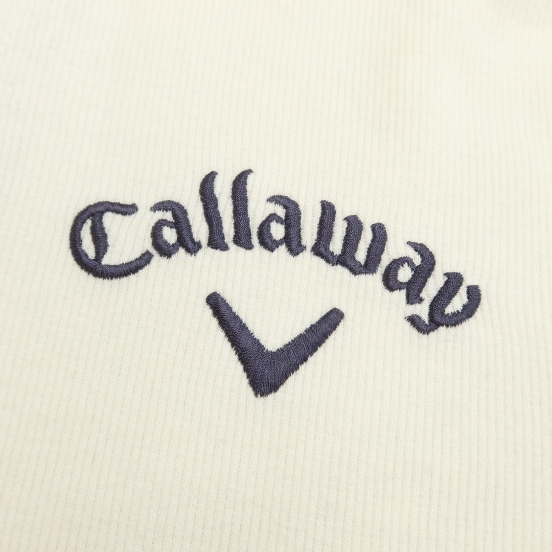 【中古】キャロウェイ Callaway アクリルレーヨン ニット ハーフジップ 長袖ポロシャツ アイボリー系【サイズL】【メンズ】