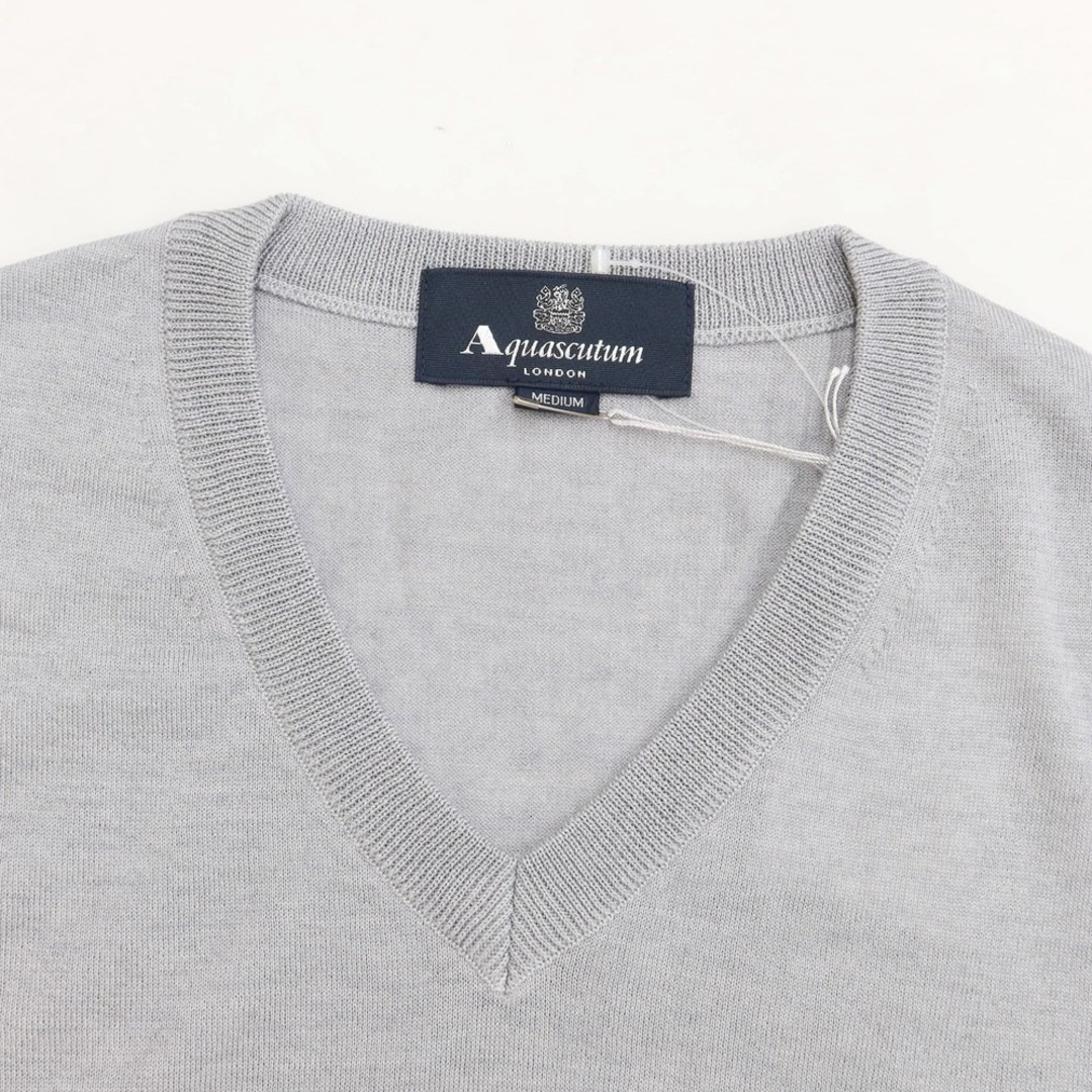 【中古】アクアスキュータム Aquascutum ウールシルク ニットベスト グレー【サイズM】【メンズ】