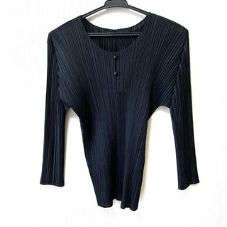 PLEATS PLEASE イッセイミヤケ カットソー チュニック 3 L 黒約415cm着丈