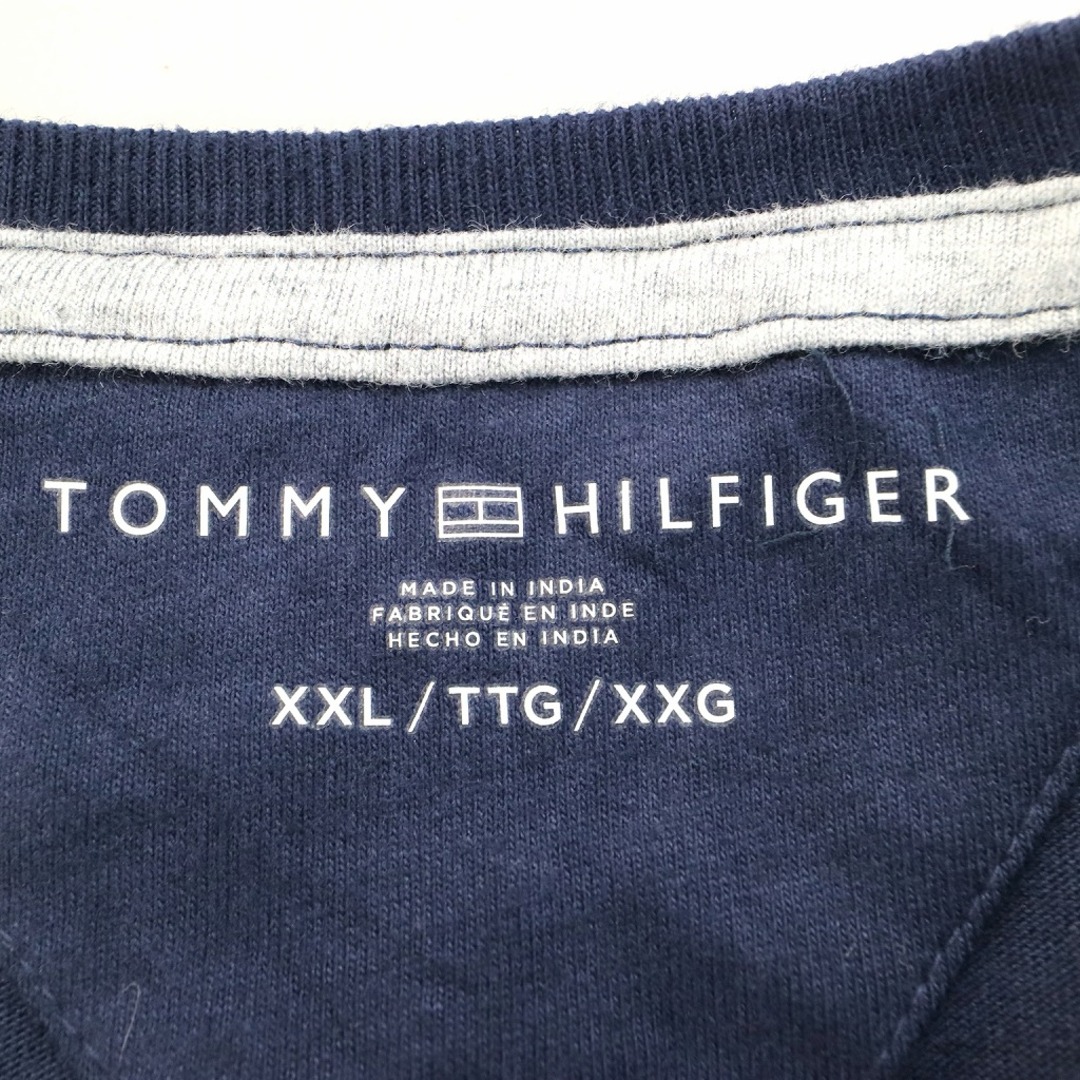 TOMMY HILFIGER(トミーヒルフィガー)のTOMMY HILFIGER トミーヒルフィガー ブランドロゴ 長袖Ｔシャツ クルーネック ネイビー (メンズ XXL) 中古 古着 O1409 メンズのトップス(Tシャツ/カットソー(七分/長袖))の商品写真