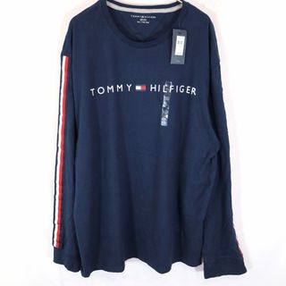 トミーヒルフィガー(TOMMY HILFIGER)のTOMMY HILFIGER トミーヒルフィガー ブランドロゴ 長袖Ｔシャツ クルーネック ネイビー (メンズ XXL) 中古 古着 O1409(Tシャツ/カットソー(七分/長袖))