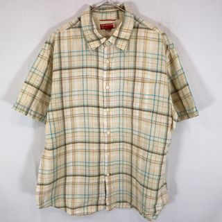 ゲス(GUESS)のGuess ゲス リネン混半袖シャツ アメカジ チェック (メンズ XL) 中古 古着 O1419(シャツ)