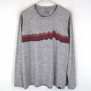 パタゴニア(patagonia)のpatagonia パタゴニア ストレッチ長袖Ｔシャツ アウトドア グレー (メンズ L) 中古 古着 O1420(Tシャツ/カットソー(七分/長袖))