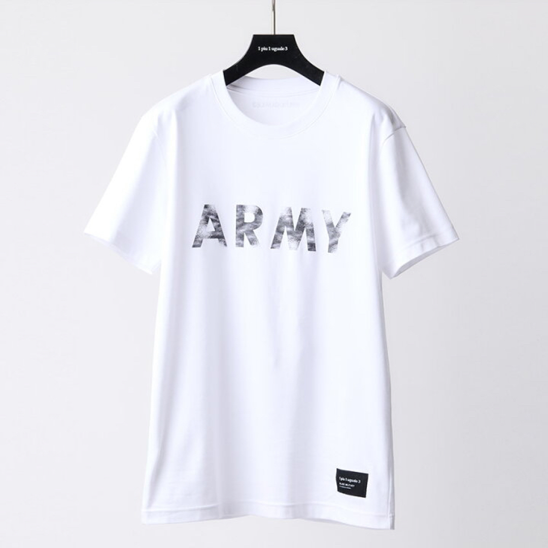 ウノピゥウノウグァーレトレ ブラックミリタリーTシャツ ARMY新品