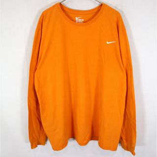 ナイキ(NIKE)のNIKE ナイキ ワンポイント刺繡ロゴ 長袖Ｔシャツ オレンジ (メンズ 3XL) 中古 古着 O1487(Tシャツ/カットソー(七分/長袖))