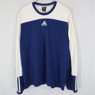 アディダス(adidas)のadidas アディダス ワンポイント刺繡ロゴ 長袖Ｔシャツ Y2K ブルー (メンズ Ｍ) 中古 古着 O1489(Tシャツ/カットソー(七分/長袖))