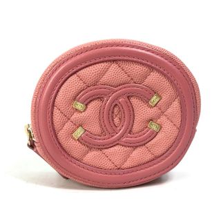 シャネル(CHANEL)のシャネル CHANEL フィリグリー 財布 小銭入れ ラウンド CC ココマーク コインケース キャビアスキン ピンク 美品(コインケース)