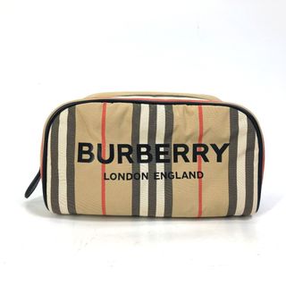 バーバリー(BURBERRY)のバーバリー BURBERRY チェック ロゴ 持ち手つき ポーチ クラッチバッグ カバン セカンドバッグ ナイロン ベージュ 未使用(セカンドバッグ/クラッチバッグ)