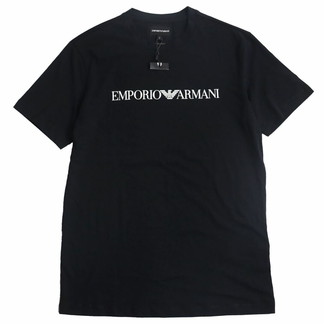 未使用品●2022年製 黒タグ EMPORIO ARMANI エンポリオアルマーニ ESSENTIAL/エッセンシャル ロゴプリント 半袖Tシャツ ブラック S 正規品