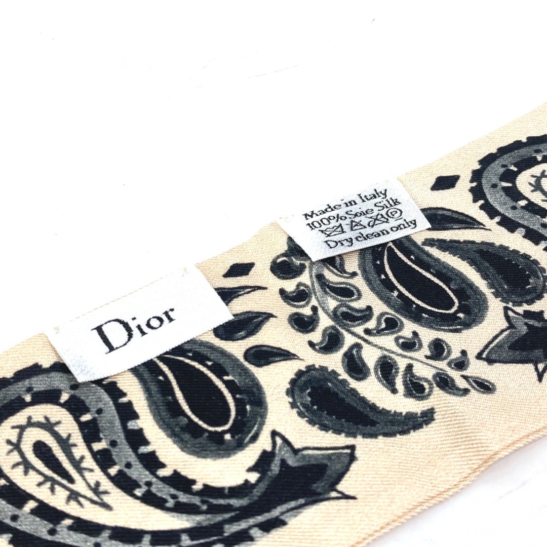 ディオール Dior ロゴ ミッツア バンドースカーフ スカーフ シルク ベージュ 美品