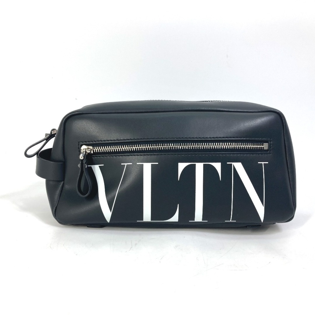 ヴァレンティノ VALENTINO VLTN ロゴ ポーチ カバン セカンドバッグ レザー ブラック 美品