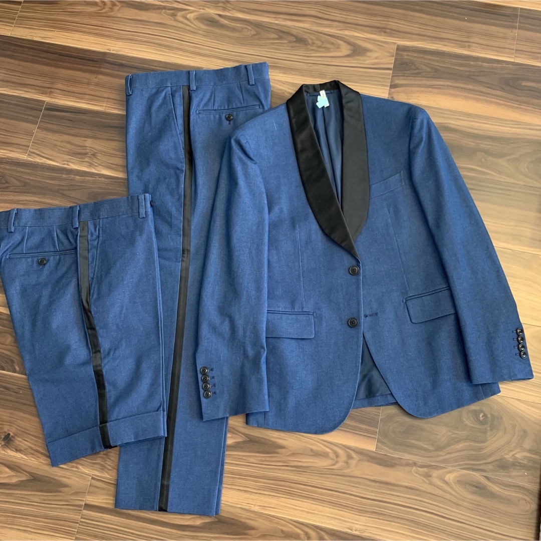 3点セット】デニム調タキシード+ウエディングシューズ+蝶ネクタイ-