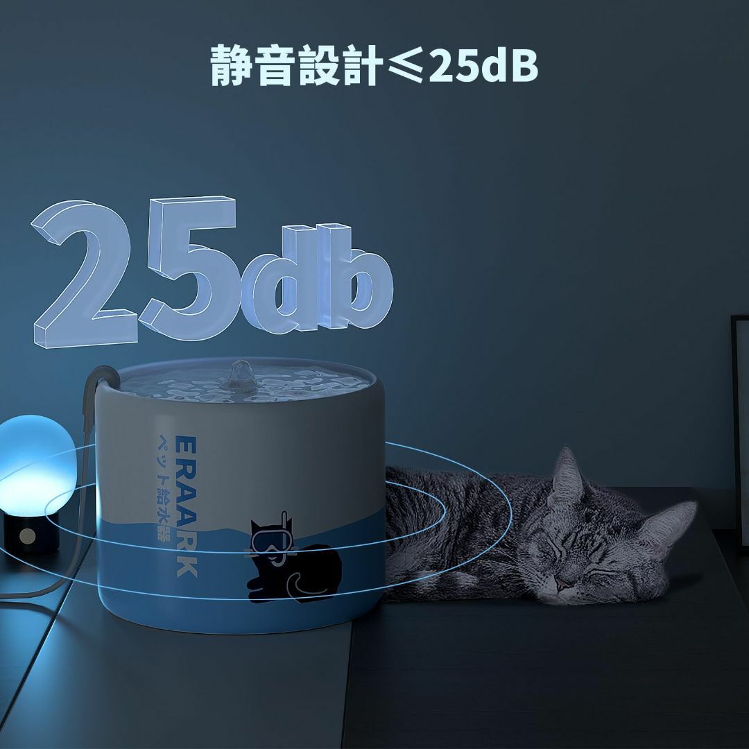 【パターン名:グリーン】ERAARK 猫 水飲み器 ペット ねこ 自動給水器2L