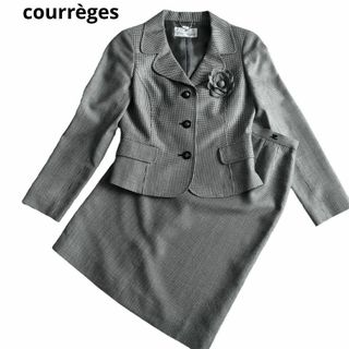 Courreges - クレージュ セットアップ 柄スーツ 黒 白 シルク混