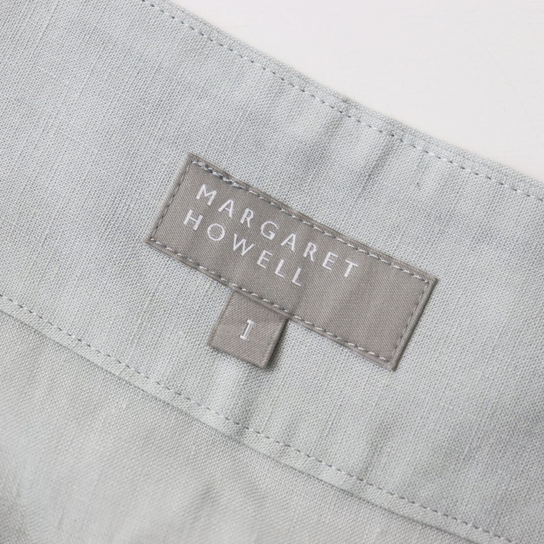 MARGARET HOWELL(マーガレットハウエル)の美品 2023SS マーガレットハウエル MARGARET HOWELL LIGHT LINEN タックスカート 1/ライトグレー ボトムス【2400013515870】 レディースのスカート(ひざ丈スカート)の商品写真