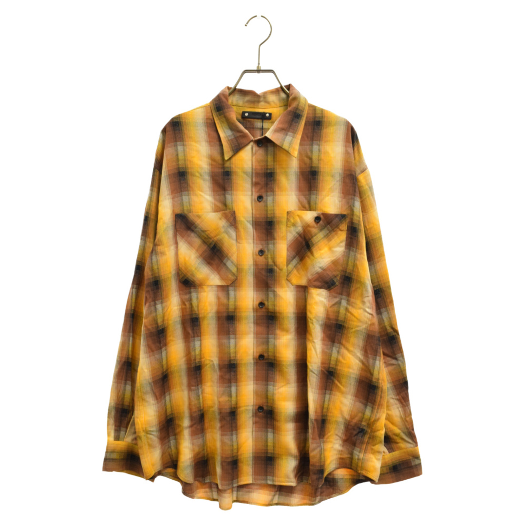 MINEDENIM マインデニム LAME OMBRE CHECK LOOSE WORK SH ラメ糸 オンブレチェック ルーズ ワークシャツ イエロー 2308-5001-27-032