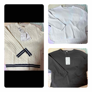 【ほぼ未使用☆】3枚セット☆ 男の子110cm 長袖Tシャツ 白 黒 セーター(Tシャツ/カットソー)