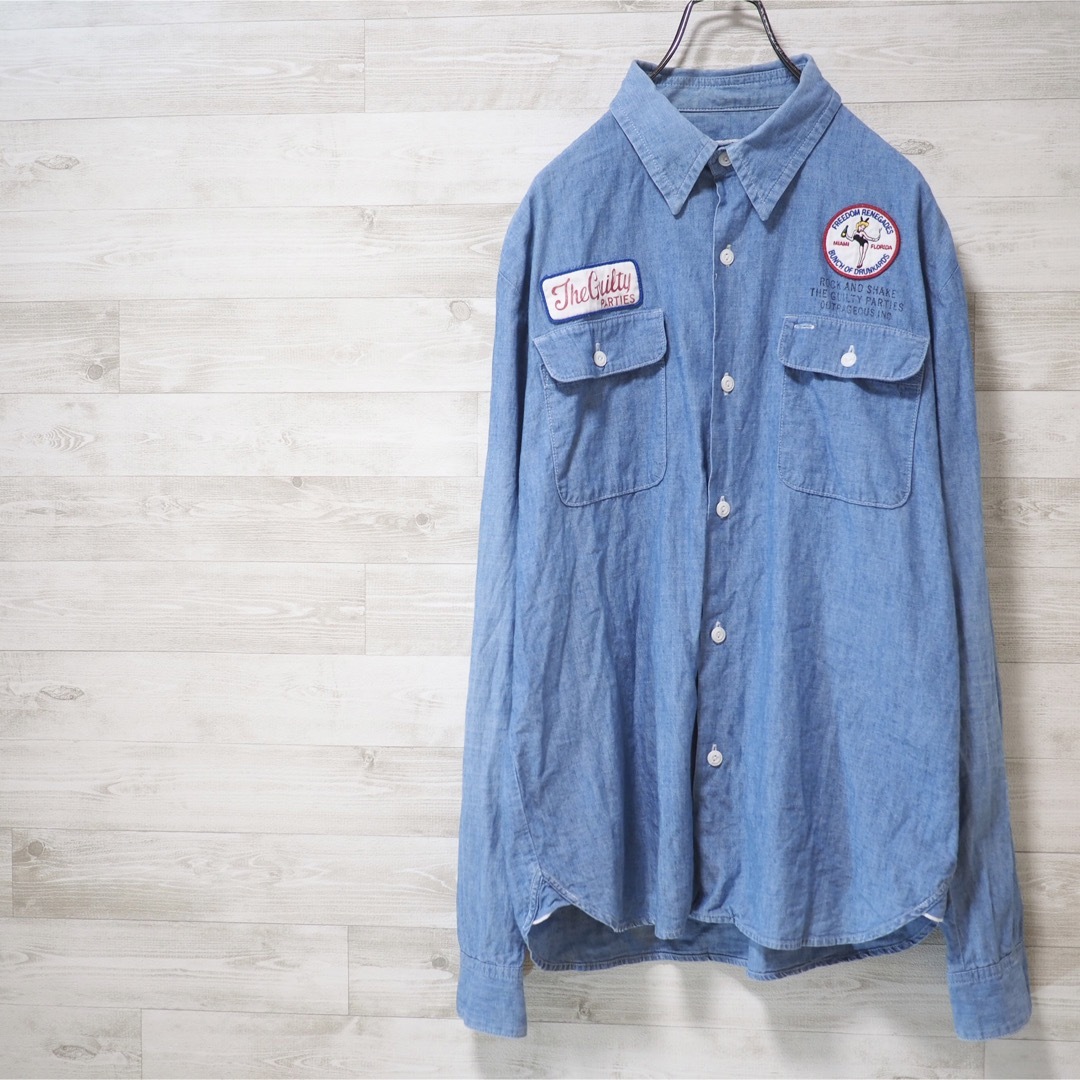 WACKOMARIA Chambray L/S Shirt(God Bless)