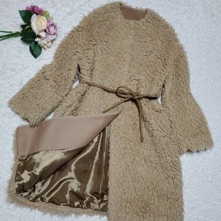 美品　MaxMara マックスマーラ テディ　フード　ベルト　コート