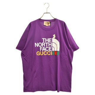 グッチ(Gucci)のGUCCI グッチ 21AW×THE NORTH FACE ザノースフェイス キャット ロゴ プリント 半袖Tシャツ パープル 616036 XJDRD(Tシャツ/カットソー(半袖/袖なし))