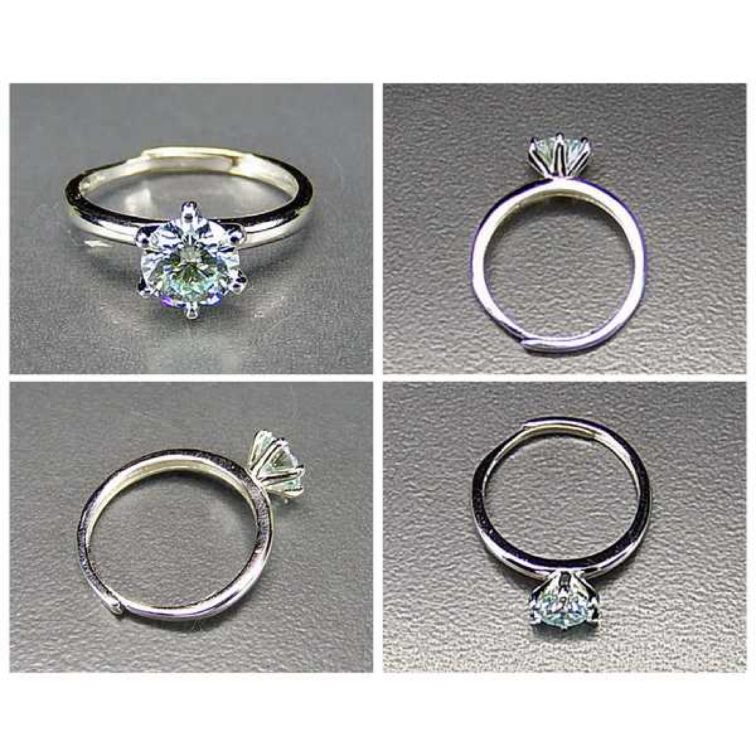 モアッサナイト1ct銀925指輪15号プラチナメッキ強い輝きU0016。 3 レディースのアクセサリー(リング(指輪))の商品写真