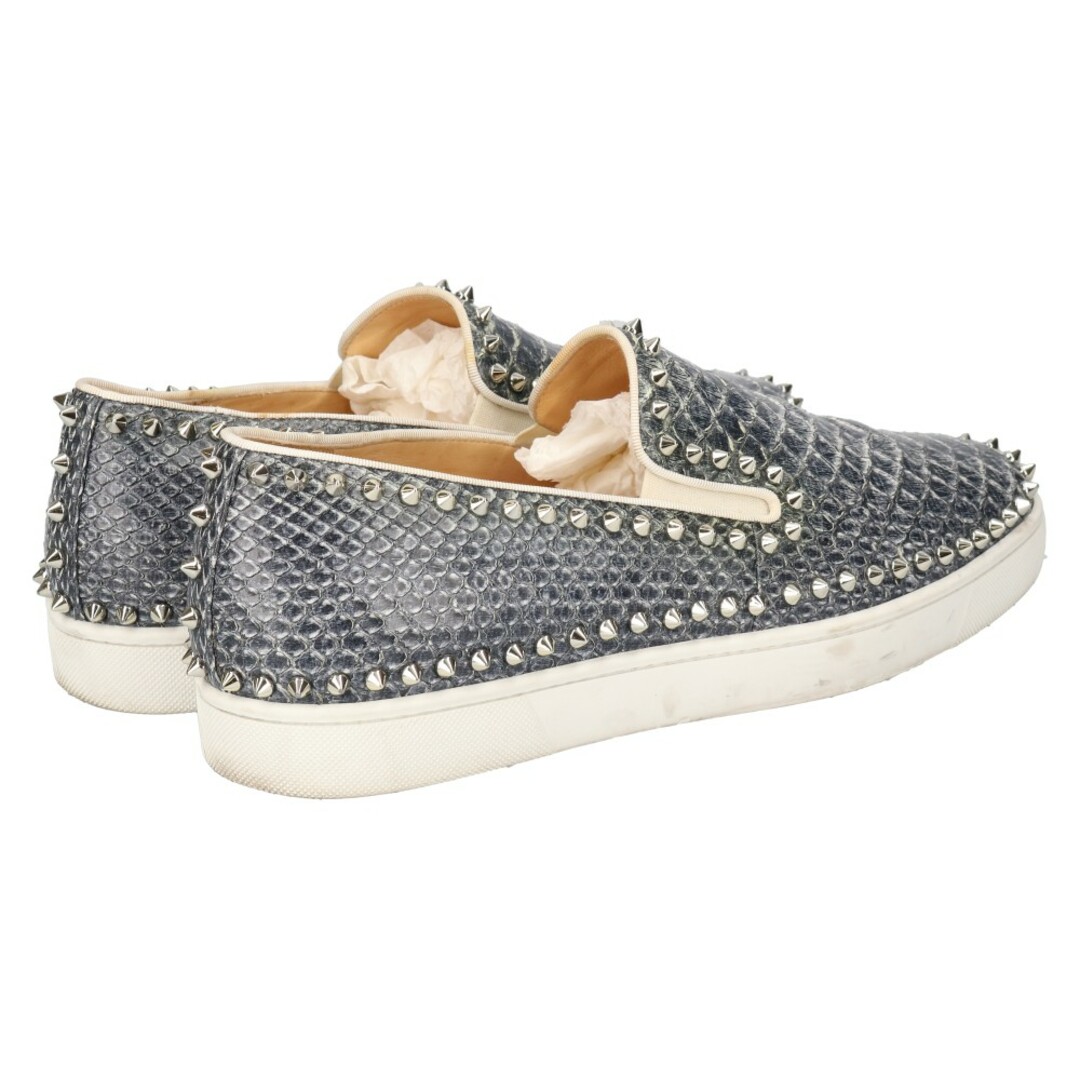 CHRISTIAN LOUBOUTIN クリスチャンルブタン PIK BOAT FLAT PYTHON DENIM/GG スタッズ付き スリッポン ローカットスニーカー /ブルー