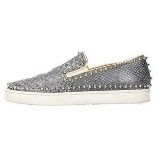 CHRISTIAN LOUBOUTIN クリスチャンルブタン PIK BOAT FLAT PYTHON DENIM/GG スタッズ付き スリッポン ローカットスニーカー /ブルー