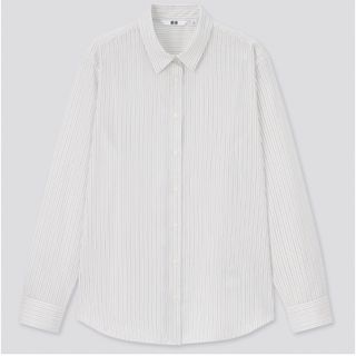 ユニクロ(UNIQLO)のUNIQLO レーヨンストライプブラウス　Lサイズ(シャツ/ブラウス(長袖/七分))