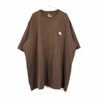 カーハート(carhartt)のSALE/ Carhartt カーハート ワンポイントロゴ 半袖Ｔシャツ 大きいサイズ 片ポケット ブラウン (メンズ 3XL) 中古 古着 N9971(Tシャツ/カットソー(半袖/袖なし))