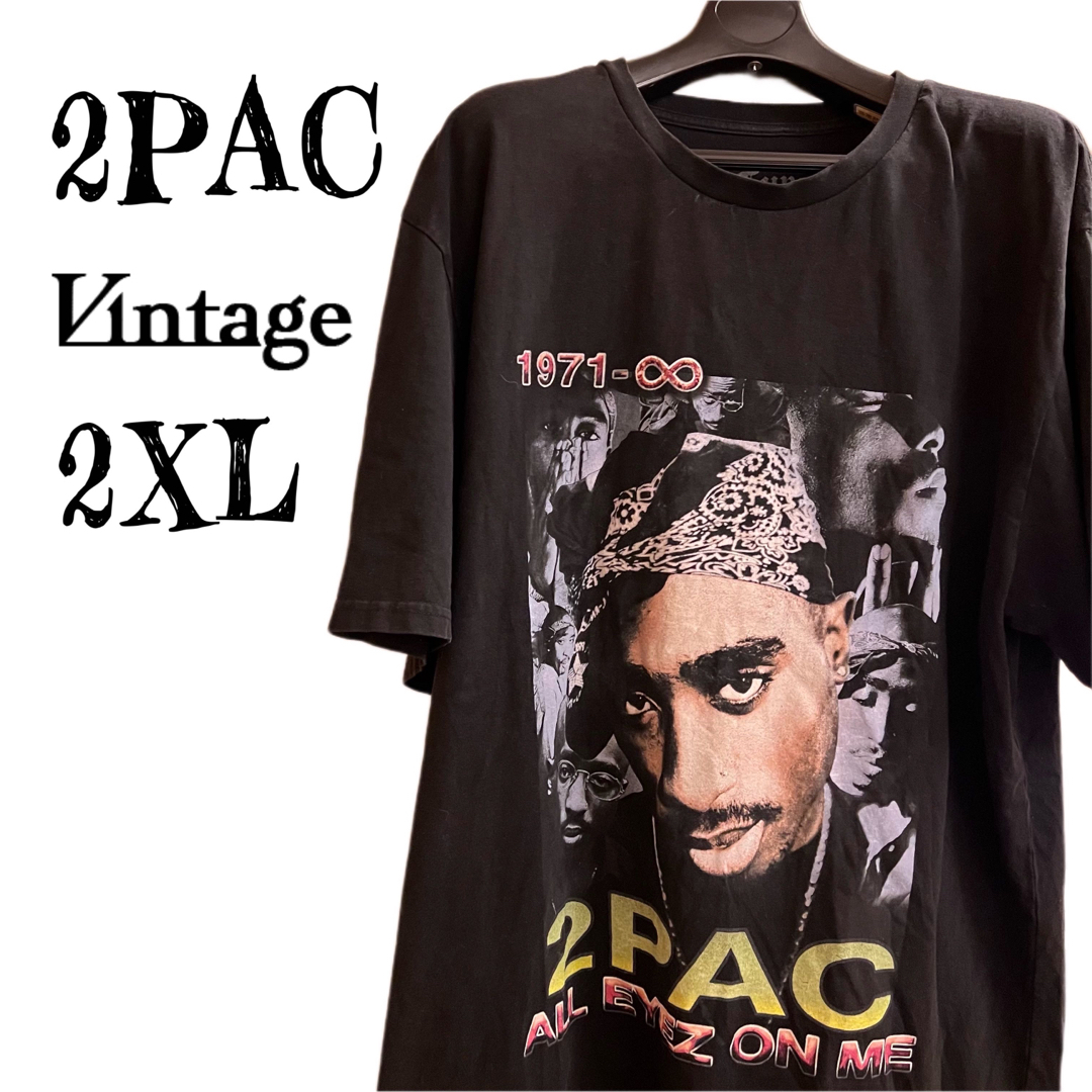 VINTAGE ヴィンテージ 90s 2PAC SHAKUR ツーパック 半袖Tシャツ カットソー ブラック