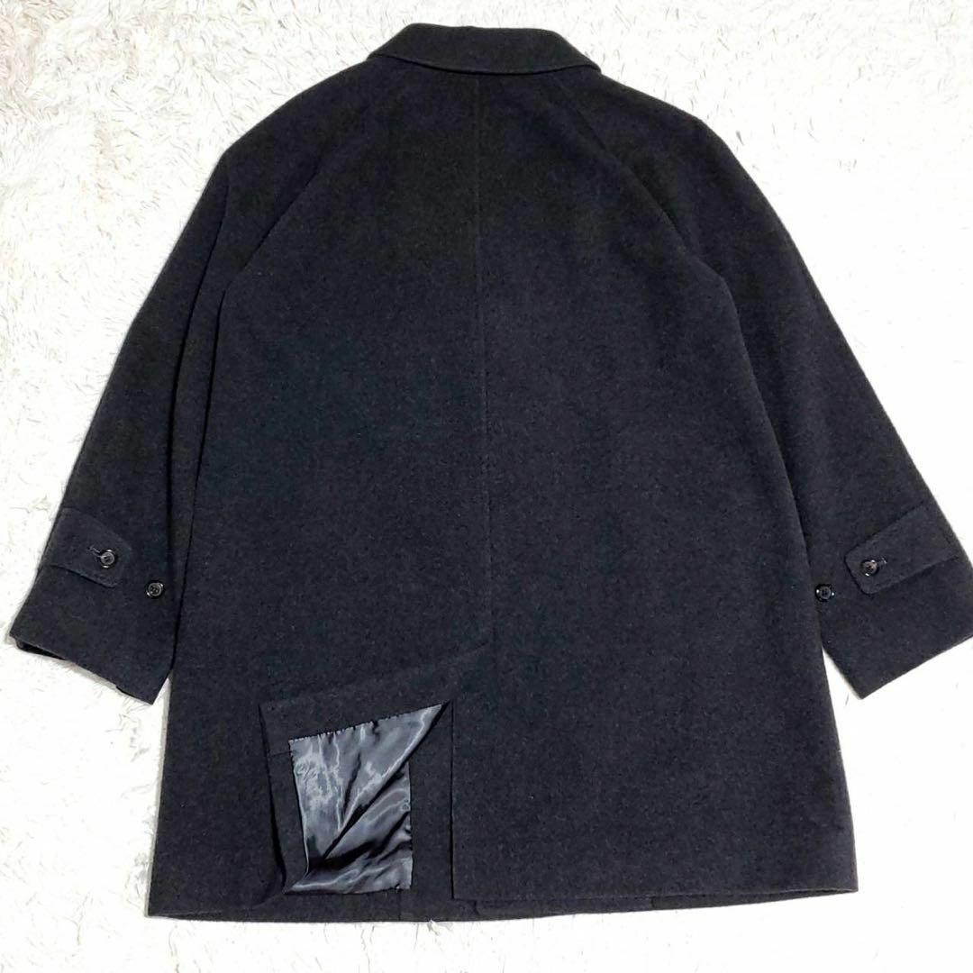 極美品 XL アクアスキュータム カシミヤ　ステンカラー　コート　ブラック