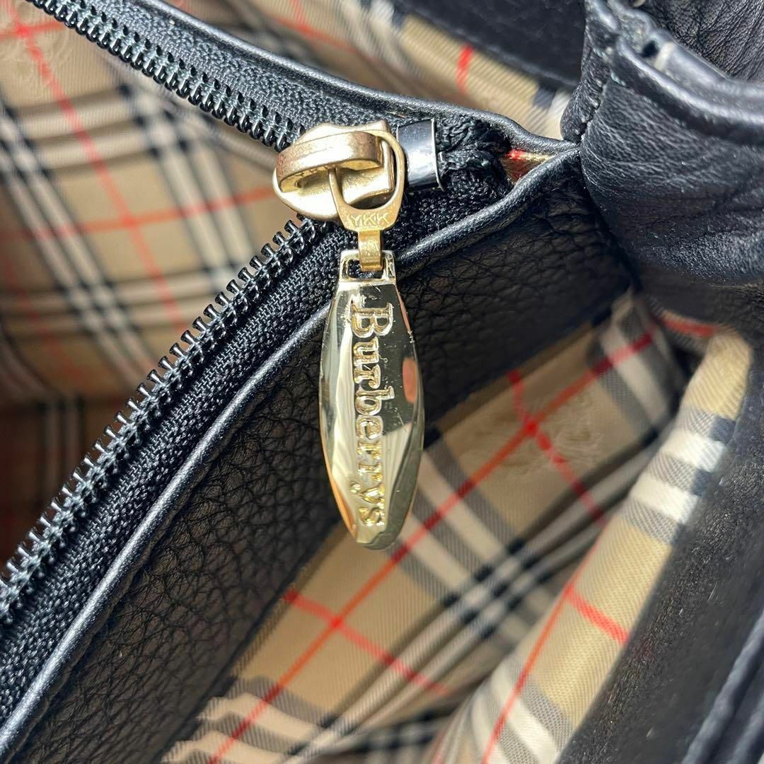 ☆美品 BURBERRY ☆ハンドバッグ ノバチェック レザー ブラック-