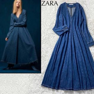 ザラ(ZARA)のZARAザラ Aライン デニム マキシワンピース(ロングワンピース/マキシワンピース)