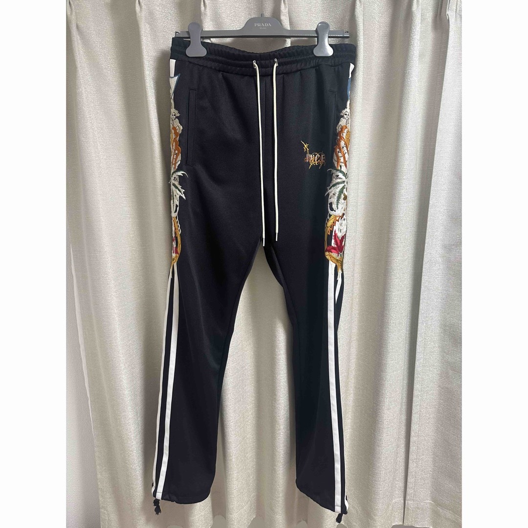 doublet ダブレット 17AW CHAOS EMBROIDERY TRACK PANTS カオス刺?ベロアトラックパンツ ネイビー 17AW13PT60