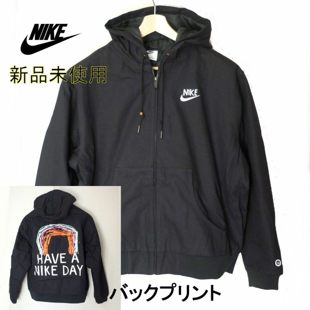 新品◆(XL)ナイキ メンズジャケット/ジャンパー/厚手中綿入り /黒/バクプリ