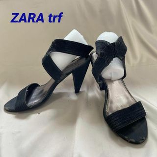 ザラ(ZARA)のZARA trf 黒 ハイヒールサンダル 37 24.0cm(サンダル)