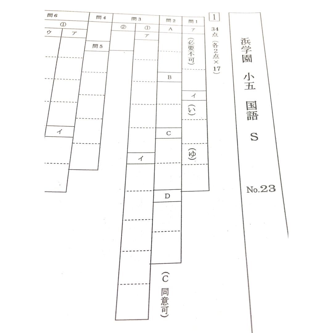 浜学園 小5 2022年度 3科目 解答用紙付き Vクラス 復習テスト 国算理 浜学園 小5 2022年度 3科目 解答用紙付き Vクラス 復習テスト 国算理