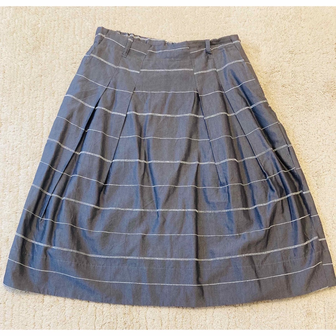 glaz グレー ボーダー 切替フレアスカート レディースのスカート(ひざ丈スカート)の商品写真