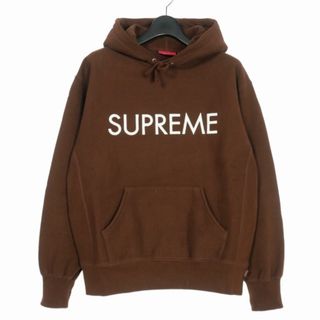 シュプリーム SUPREME 22AW ロゴ刺繍 プルオーバー パーカー S 茶