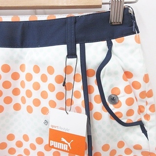 プーマ PUMA ゴルフ スカート ペイズリー柄 オレンジ  白 ホワイト S