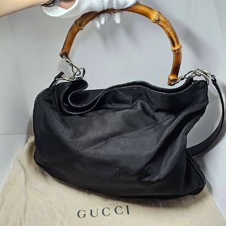 グッチ(Gucci)のGUCCI 2WAY バッグ ナイロンキャンバス バンブー ブラック(ハンドバッグ)