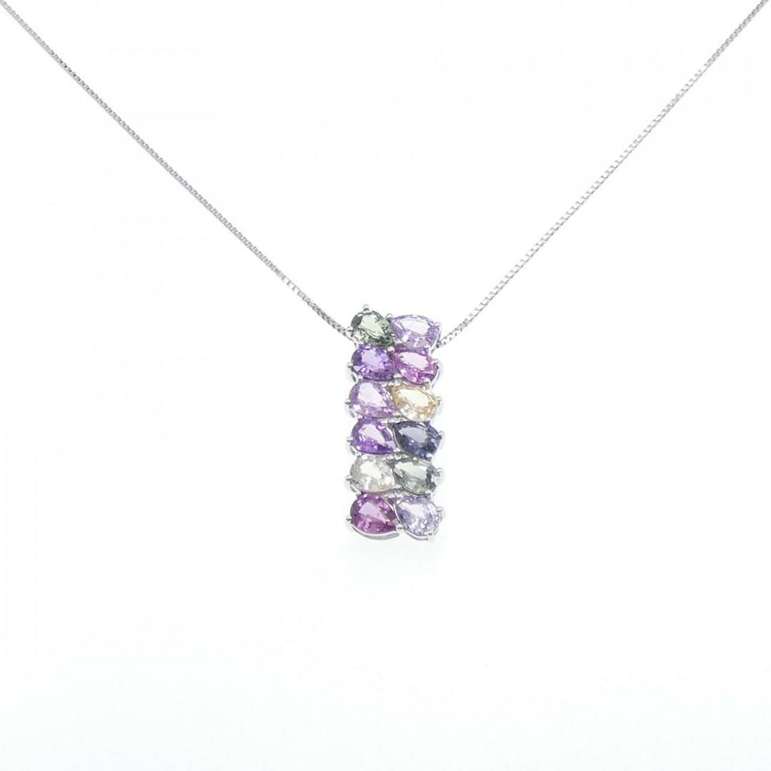 K18PG ハート サファイヤ ネックレス 0.32CT 拡散処理未検査