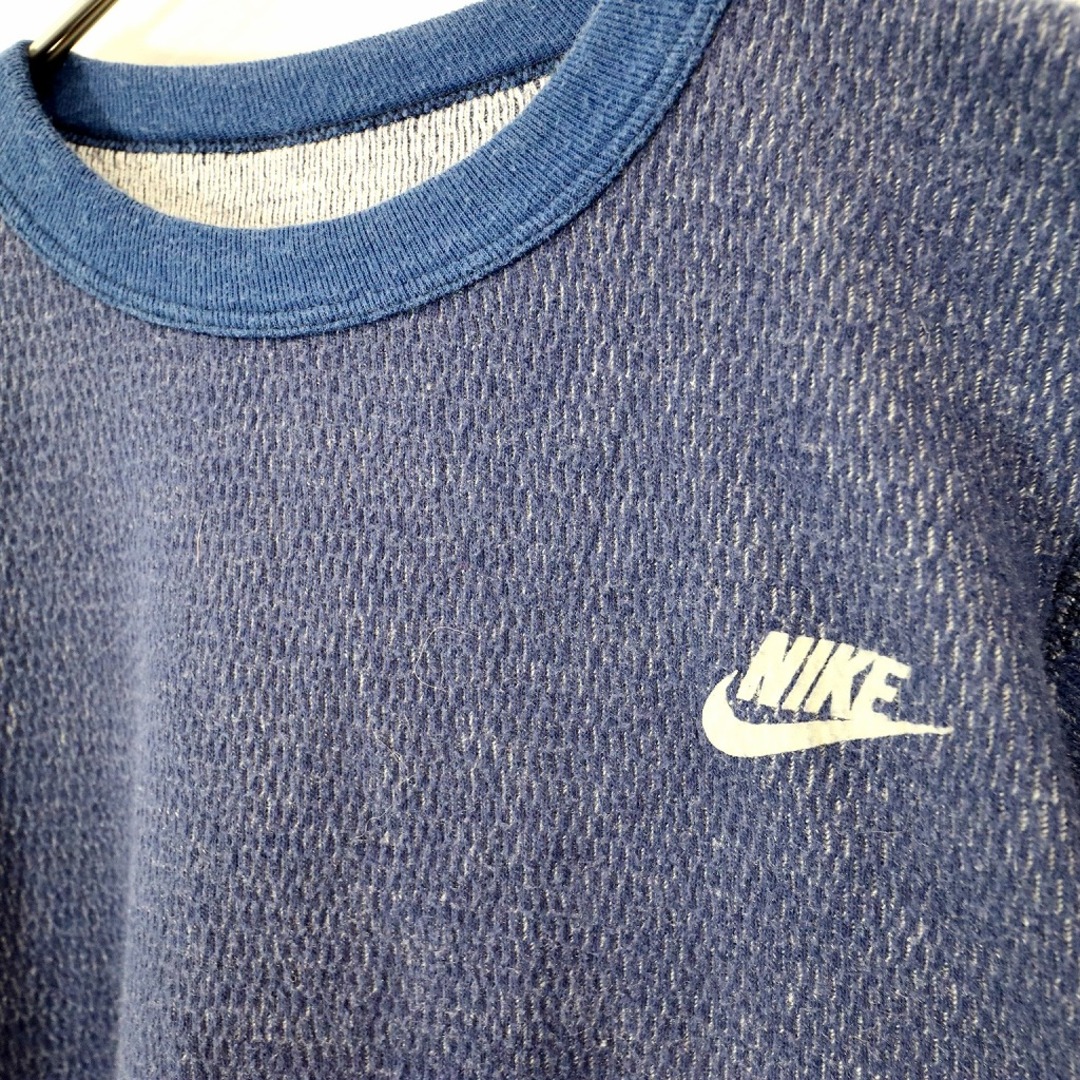 NIKE(ナイキ)の80年代 NIKE ナイキ サーマル 長袖Ｔシャツ アメカジ ワンポイントロゴ ネイビー (メンズ S) 中古 古着 O1554 メンズのトップス(Tシャツ/カットソー(七分/長袖))の商品写真