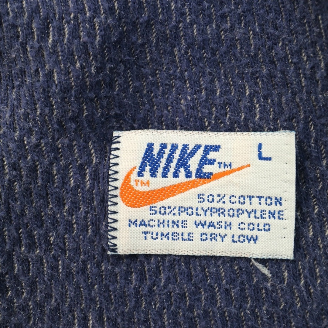 NIKE(ナイキ)の80年代 NIKE ナイキ サーマル 長袖Ｔシャツ アメカジ ワンポイントロゴ ネイビー (メンズ S) 中古 古着 O1554 メンズのトップス(Tシャツ/カットソー(七分/長袖))の商品写真