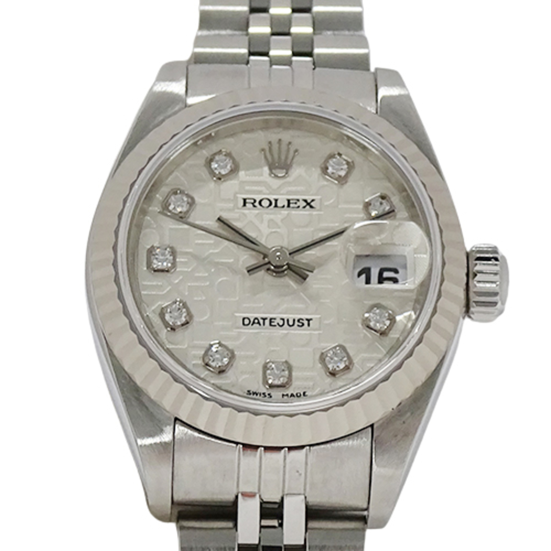 ロレックス ROLEX デイトジャスト 79174G Y番 時計 レディース ブランド 10P ダイヤモンド コンピューター 自動巻き AT  ステンレス SS ホワイトゴールド WG シルバー 磨き済み 【中古】