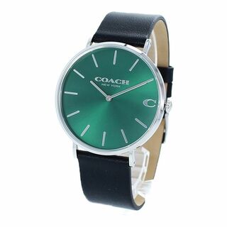 COACH - COACH コーチ 時計 メンズ 腕時計 CHARLES チャールズ シルバー グリーン ブラック レザー 革ベルト シンプル 14602436