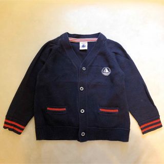 プチバトー(PETIT BATEAU)のプチバトー☆お受験付き添いにも☆赤のラインが可愛い☆ネイビーカーディガン(カーディガン/ボレロ)