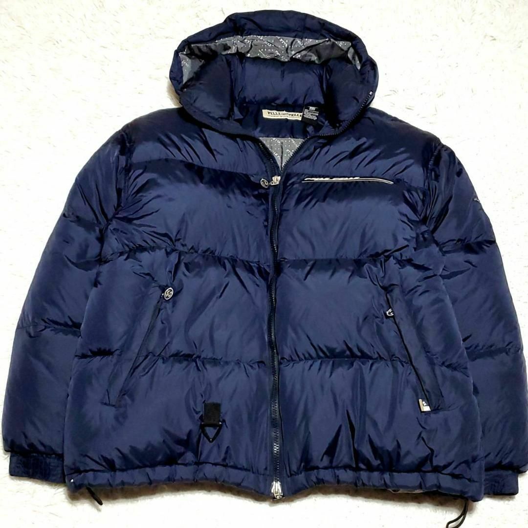 美品 2XL ペレペレ ダウンジャケット オーバーサイズ ネイビー 裏地総柄 | フリマアプリ ラクマ